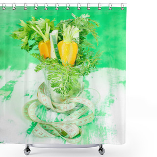 Personality  Healthy Vegetables In A Glass. Diet Concept Shower Curtains