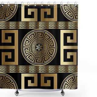 Personality  Modern Geometric Greek Seamless Pattern. Vector Gold Meander  Shower Curtains
