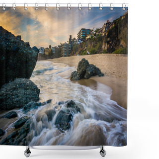 Personality  Rocks And Waves In The Pacific Ocean At Sunset, At Thousand Step Shower Curtains
