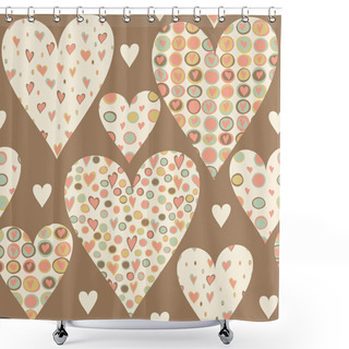 Personality  Cartoon Hearts Seamless Pattern. Shower Curtains