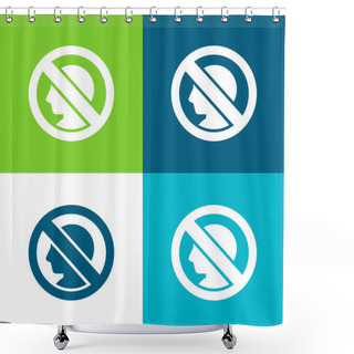 Personality  Blocked Flat Four Color Minimal Icon Set Shower Curtains