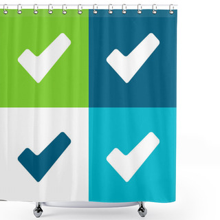 Personality  Approve Signal Flat Four Color Minimal Icon Set Shower Curtains