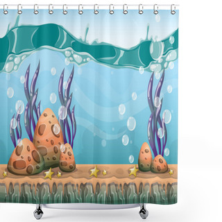 Personality  Cartoon Vector Underwater Background With Separated Layers For Game Art And Animation Shower Curtains