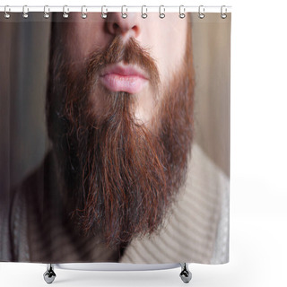 Personality  Lambersexual Perfect Beard. Close-up Of Young Bearded Man. Shower Curtains