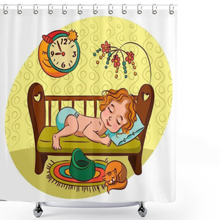 Personality  Girl Child Sleeping Shower Curtains