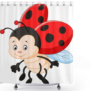 Personality  Cartoon Ladybug Waving Shower Curtains
