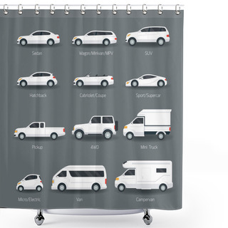 Personality  Car Type And Model Objects Icons Set Shower Curtains