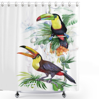 Personality  Tropical Birds On Tree Shower Curtains