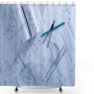Personality  Set Of Engineering Drawings  Shower Curtains