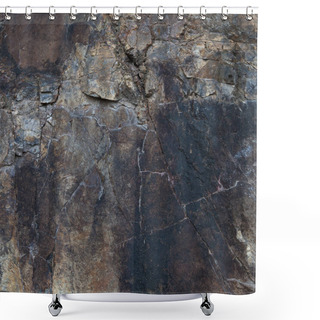 Personality  Fragment Of Granite Rocks With Large Cracks Shower Curtains