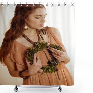 Personality  Young Woman In Boho Style  Shower Curtains