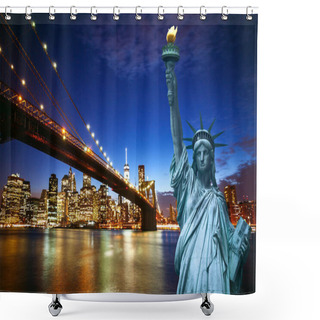 Personality  New York City Skyline With Liberty Statue Shower Curtains