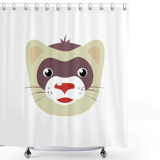 Personality  Cartoon Ferret Animal Face Vector Illustration Isolated On White Shower Curtains