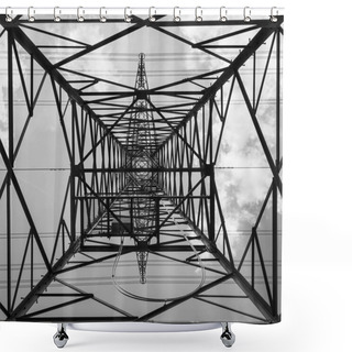 Personality  Electricity Tower With Blue Sky Shower Curtains