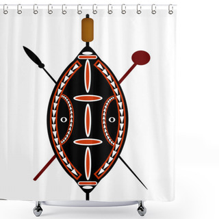 Personality  African Warrior Shield And Spear Shower Curtains