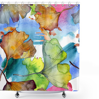 Personality  Ginkgo Biloba Leaf Plant Botanical Garden Floral Foliage. Watercolor Illustration Set. Watercolour Drawing Fashion Aquarelle Isolated. Seamless Background Pattern. Fabric Wallpaper Print Texture. Shower Curtains