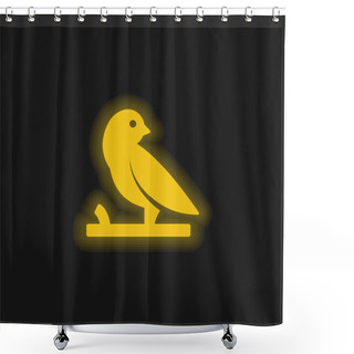 Personality  Bird On A Branch Yellow Glowing Neon Icon Shower Curtains