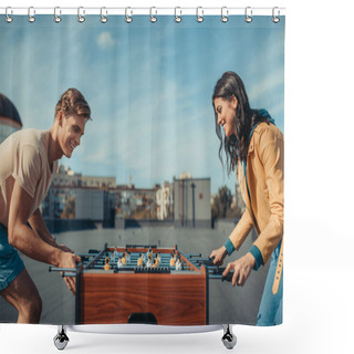 Personality  Couple Playing Table Football Shower Curtains