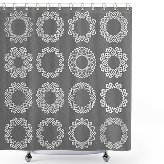Personality  Octagonal Mandalas Collection Of White Lines With Black Strokes Shower Curtains