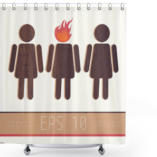 Personality  Female Sign In Stress. Vector Illustration. Shower Curtains