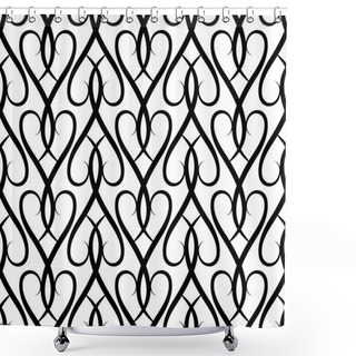 Personality  Black And White Seamless Pattern, Herringbone Ornament, Swirly Vector Background Shower Curtains