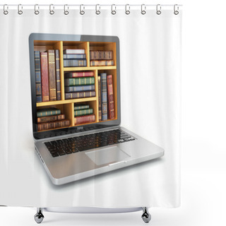 Personality  E-learning Education Internet Library Or Book Store. Laptop And  Shower Curtains