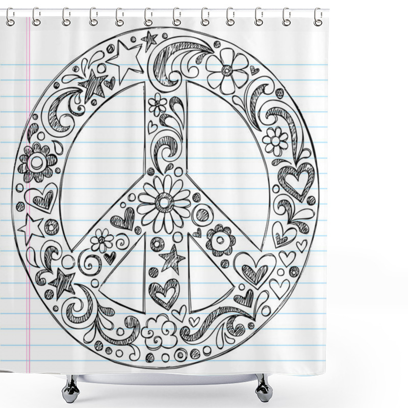 Personality  Peace Sign Sketchy Doodles Design Elements Shower Curtains
