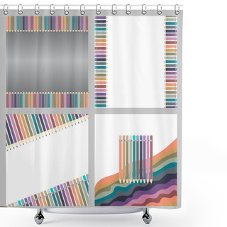 Personality  Varicolored Color Pencils Set Isolated On White Background. Office Supplies. Shower Curtains