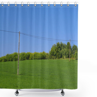 Personality  Telephone Poles On A Hilltop Shower Curtains