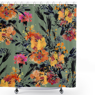 Personality  Seamless  Floral Pattern  Shower Curtains