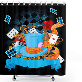 Personality  Illustration Of Wonderland Design Elements Shower Curtains