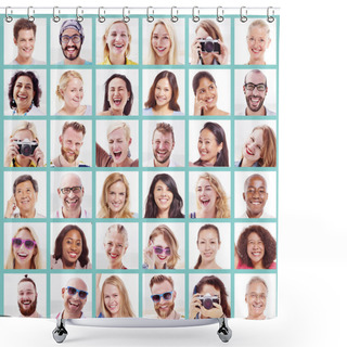 Personality  Diversity Group Of People In Collage  Shower Curtains