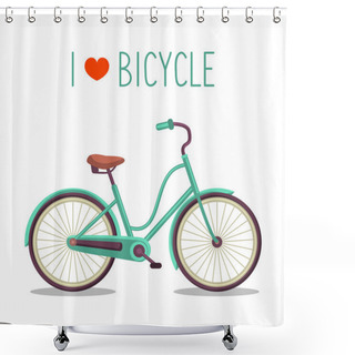 Personality  Urban Hipster Bicycle In Flat Style Shower Curtains