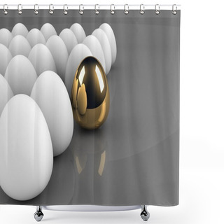 Personality  Golden Egg Concept Out Of The Crowd Over Grey Background Shower Curtains