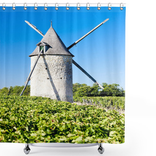 Personality  Windmill With Vineyard Near Blaignan, Bordeaux Region, France Shower Curtains