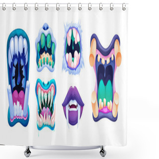 Personality  Terrible Monster Mouths. Scary Lips Teeth And Tongue Monsters. Shower Curtains