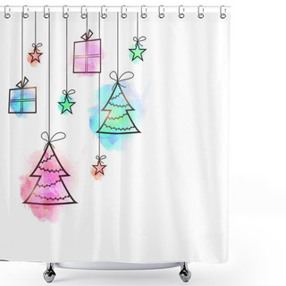 Personality  Merry Christmas Festive Background With Gifts. Shower Curtains