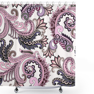 Personality  Seamless Pattern With Pink Paisley, Swirls,  Shower Curtains
