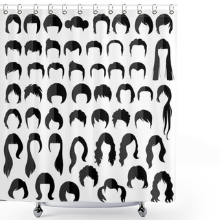 Personality  Hairstyle Silhouette Shower Curtains
