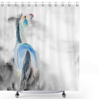 Personality  Abstract Watercolor Paintings Of A One Horses Shower Curtains