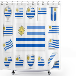 Personality  Uruguay Flag Vector Set Shower Curtains