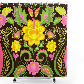Personality  Vintage Ornate Wallpaper With Floral Pattern And Feathers Shower Curtains