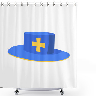 Personality  Flat Cartoon Blue Musketeer Hat Icon Shower Curtains