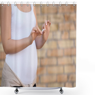 Personality  Pregnant Woman With Cigarette Shower Curtains