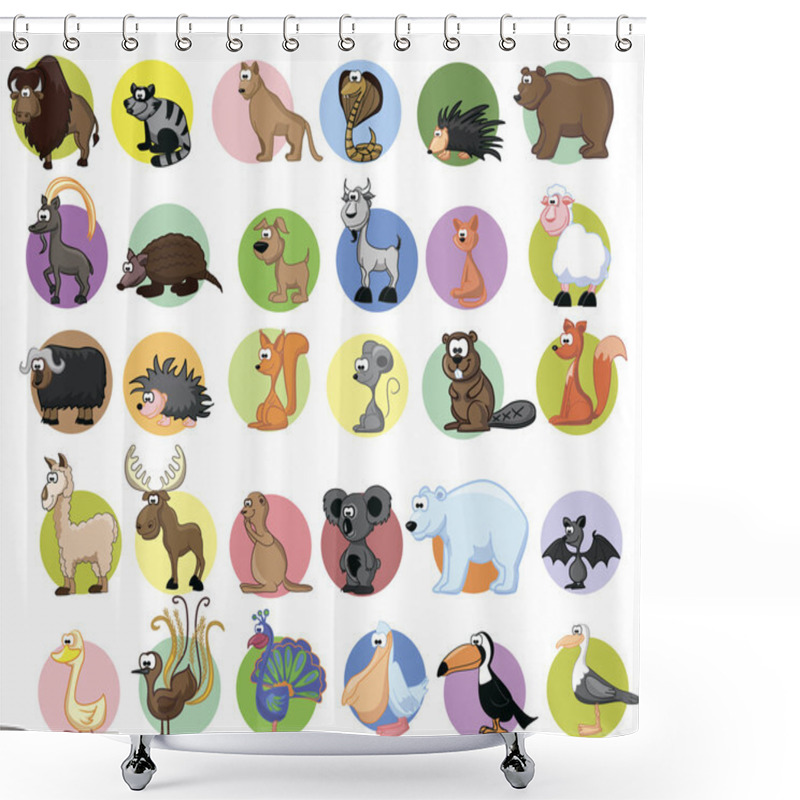 Personality  Set Of Different Animals And Birds Shower Curtains