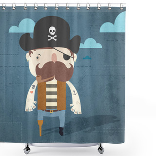 Personality  Vector Grunge Background With Pirate. Shower Curtains
