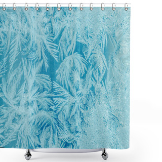 Personality  New Year And Christmas Abstract Icy Frost Cold Weather Snowy Blu Shower Curtains