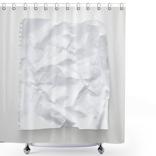 Personality  Top View Of Empty Crumpled Paper On White Background Shower Curtains