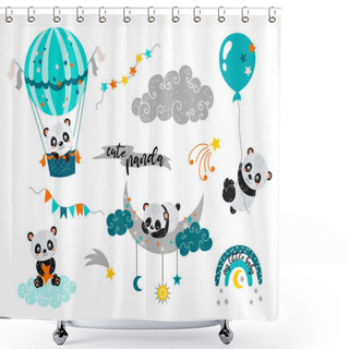Personality  Playful Cute Baby Pandas Shower Curtains