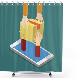 Personality  Online Shopping Concept And Fast Delivery. Shower Curtains